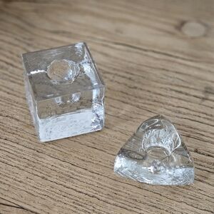 Vintage Ice Cube Taper Candlestick Holders Lot Of 2